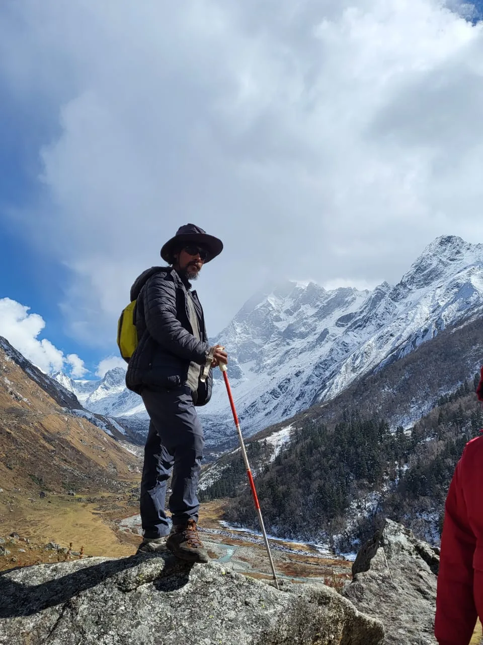 A trekker on the ridge above Har Ki Dun